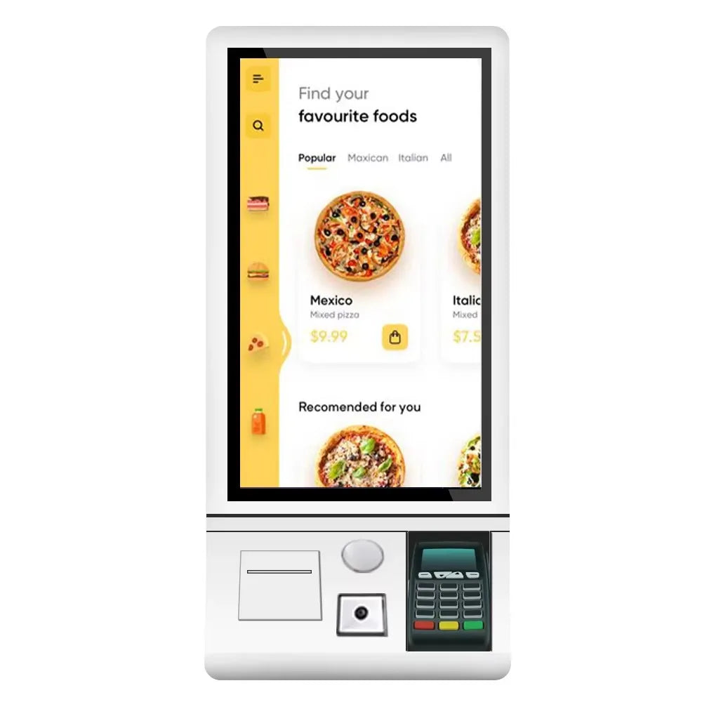 systems in restaurants and cafeterias 32-Inch interactive digital signage kiosk for self-service ordering and payment