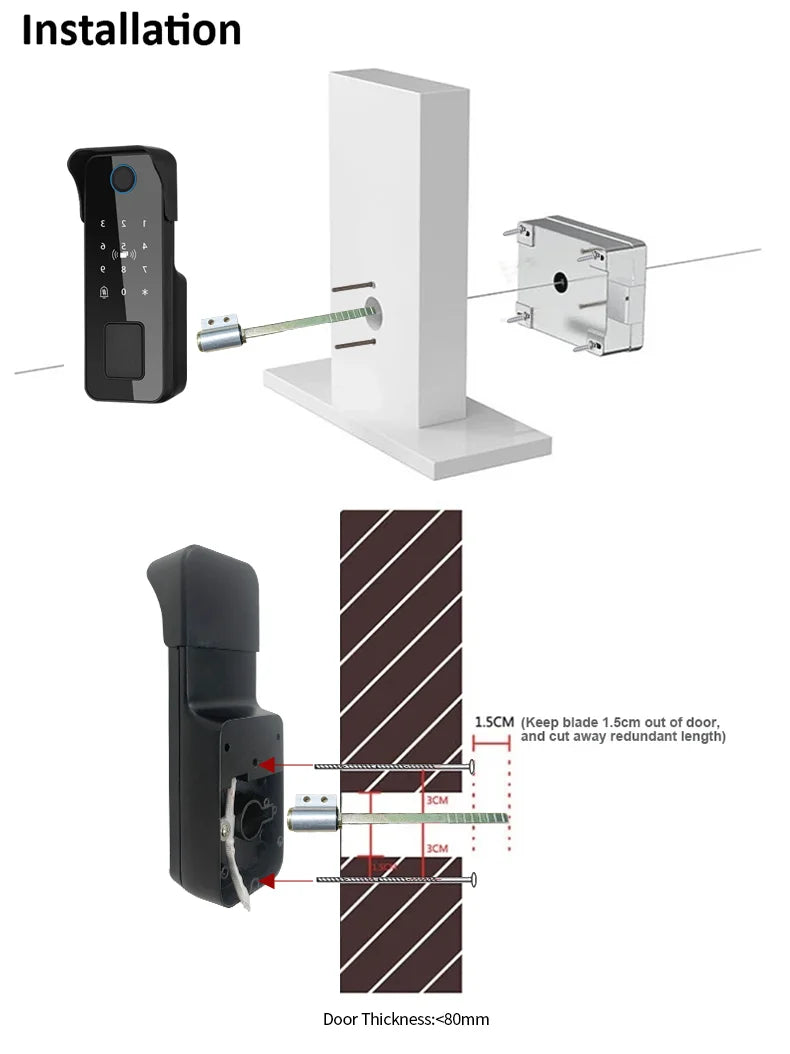 Tuya Bluetooth-compatible App Waterproof Fingerprint Smart Door Lock Gate Password RFID Card Rim Bolt Lock Electronic Door Lock
