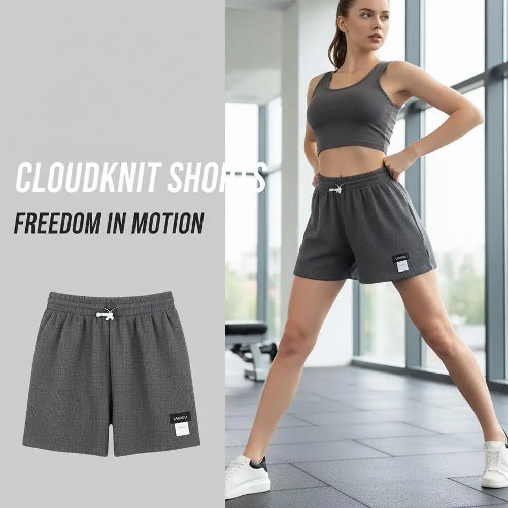 Summer Women's Shorts Loose Hot Pants High Waist Elastic Casual Solid Color Pants With Drawstring Pockets Women's Pants ﻿