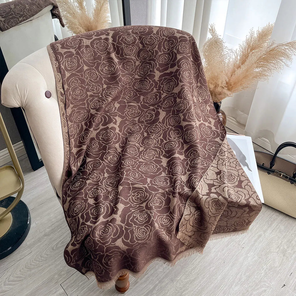 Women Exquisite Golden-Embroidered Hijab for Muslim Ladies Ideal for Spring Fall Sun-Protective Stylish Headwear Shawl Scraf