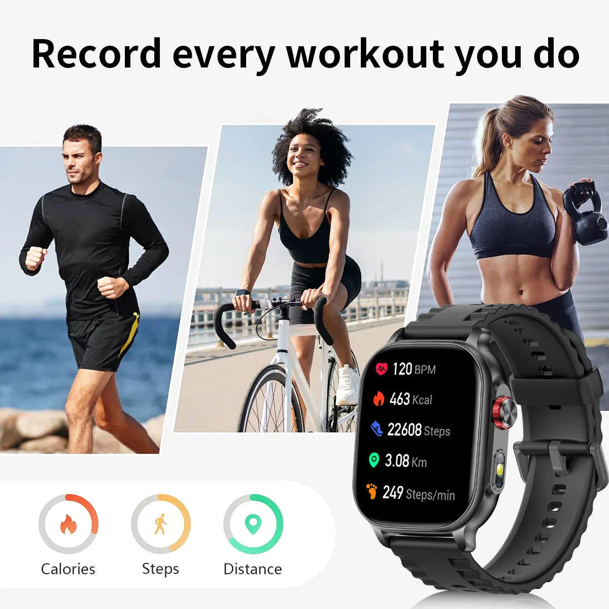 New1400mAh Military Grade Smart Watch 600 hours Battery Life 5ATM Waterproof BT Call Alert LED Flashlight 100+Sports Watches Men