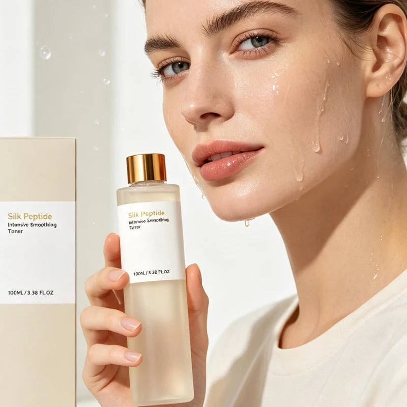 Korean Silk Peptide Facial Essence Toner Relieve Skin Sensitivity Dryness Quick Absorb Non-greasy Hydrating Lock Skin Moisture