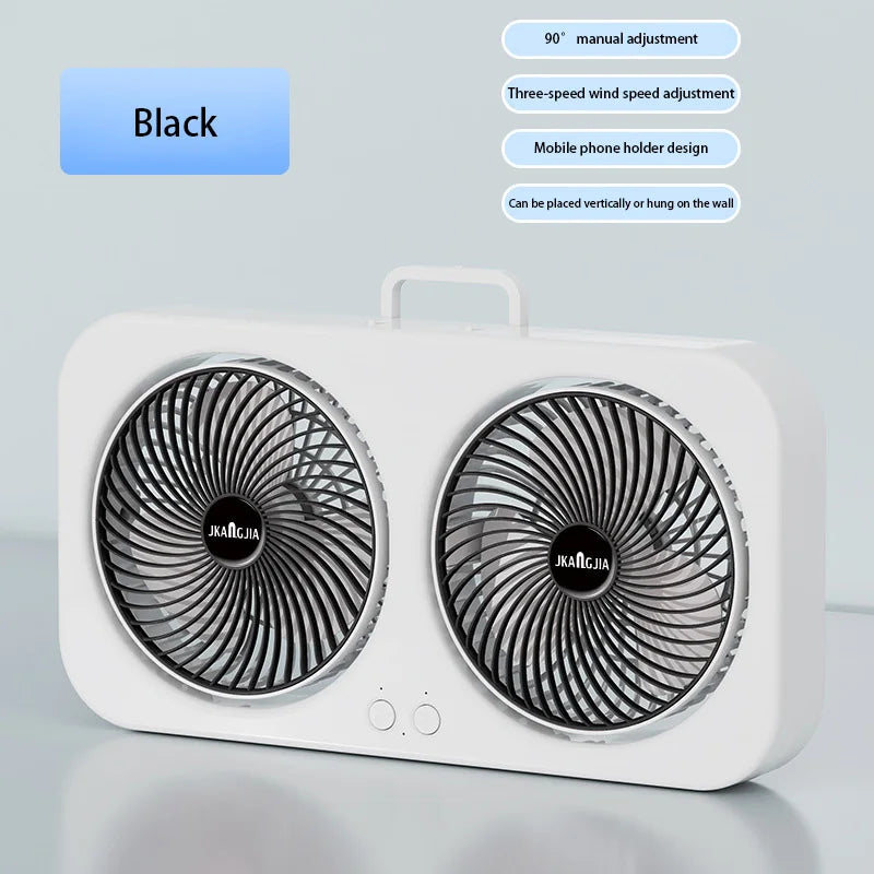 Double Head Fan Air Circulation Fan Dormitory Home Silent Charging Desktop Wall Mounted Super Strong Small Electric Fan