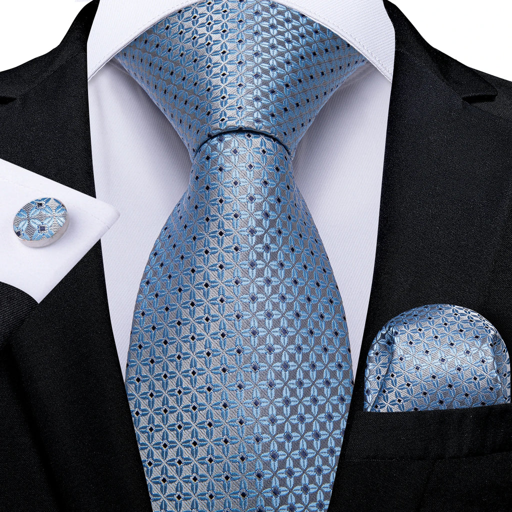 8cm Men's Polyester Ties Pocket Square Cufflinks Green Gold Paisley Wedding Party Accessories Necktie Gift