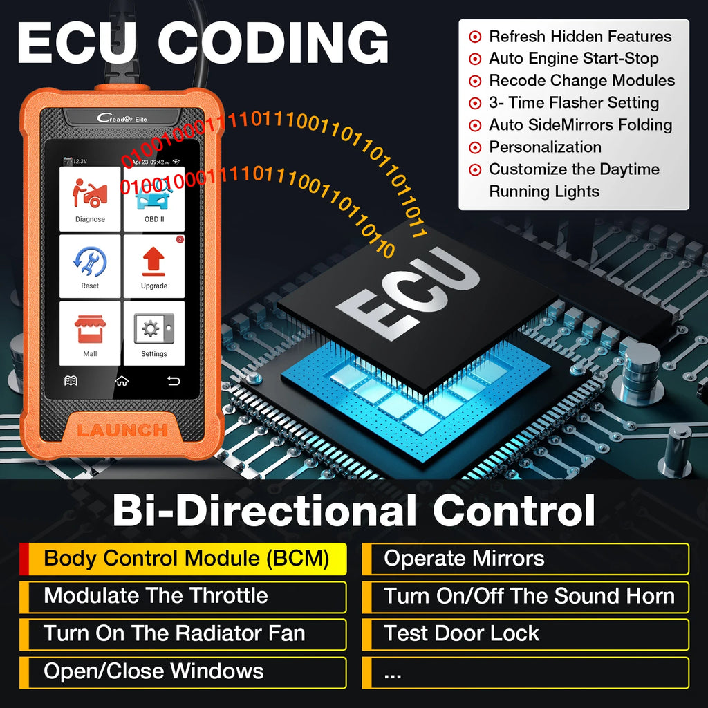 LAUNCH X431 Creader Elite Car Diagnostic Tools Professional Full System TPMS 31+ reset Function Online Coding OBD2 Scanner