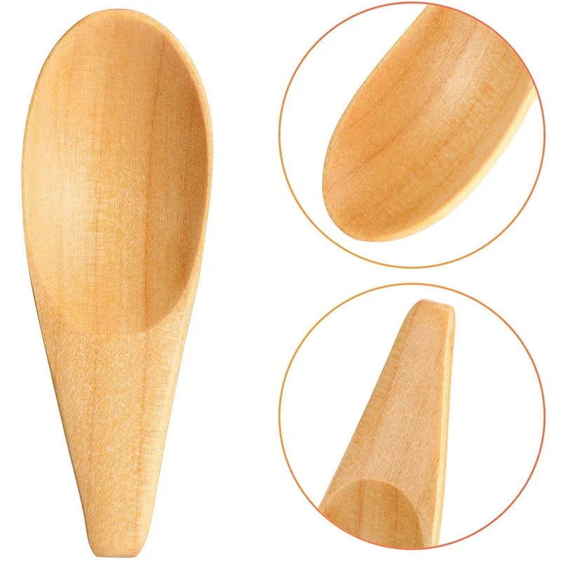 5pcs Wood Mini Tea Spoon Condiment Scoop Flatware Coffee Tea Small Mini Sugar Spoon Coffee Spoon Kitchen Gadgets 5Pcs 7X2.5Cm