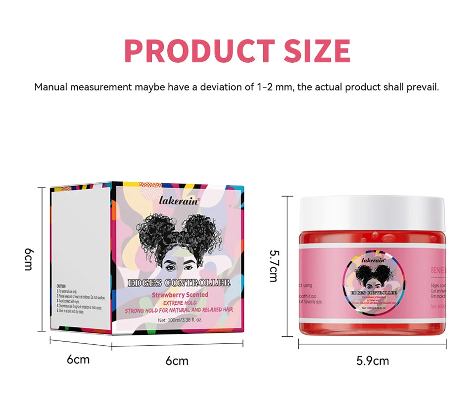 Lakerain Strong Styling Hair Gel Long Lasting Control Edge Gel Smoothes Nourishes Hair Curl Enhancement Strong Hold Hair Gel