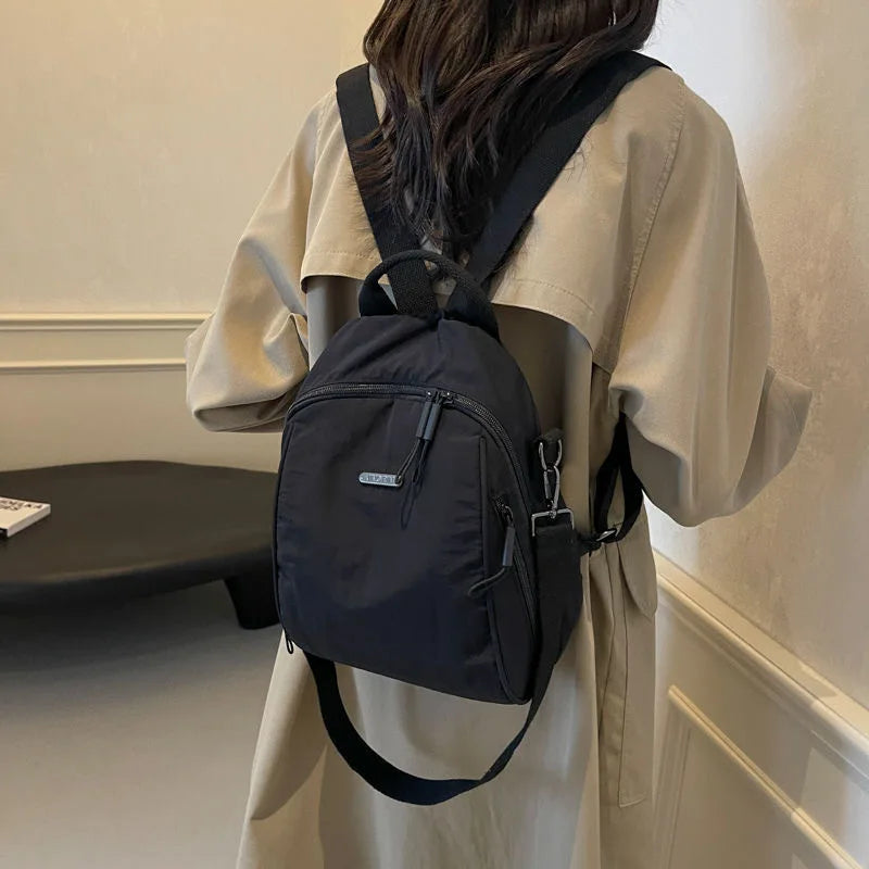 Multi Functional Nylon Mini Backpack, Casual Convertible Crossbody Sling Travel Bag for Women Multi-Pocket Daily Outdoor Daypack