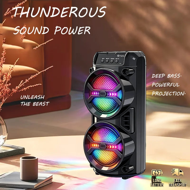 Portable PA Amplifier Wireless Speaker with RGB Lighting, Lightweight Subwoofer And Convenient Speaker, Supports FM Radio,
