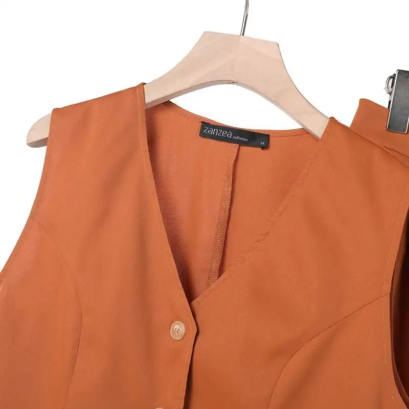 ZANZEA 2026 Women's Two-Piece Sets Wide Leg Pants & Vest Tops Summer Elegant Casual Pant Suits Outfits Office Work Plus Size 5XL