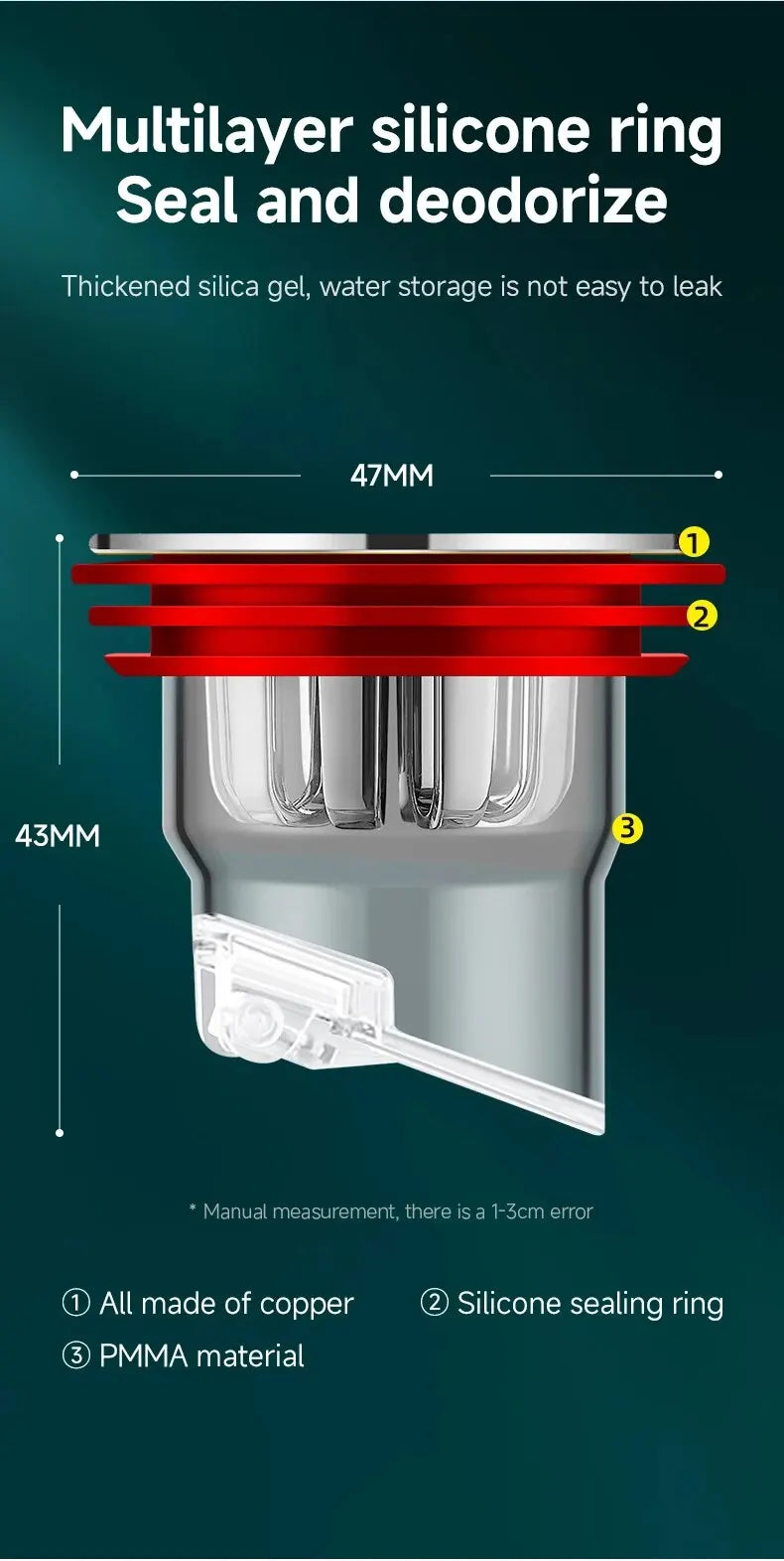 Odor Proof Floor Drain Valve-Sewer Core Backflow Preventer Shower Floor Drain Plug for Kitchen Bathroom Toilet Sewer
