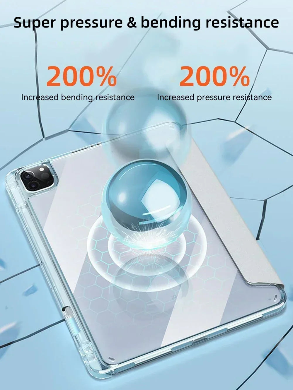 Y-Fold Case compatible with iPad 11 10 9 8 7 Air10.9 11 13 inch /Mini 6 7th Gen / Pro 11 12.9 inch Crystal Clear with Pen Holder