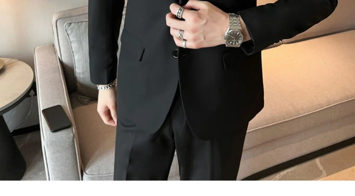 Black Casual Business Tailored Men's Jacket Youth Large Size Single Piece Wedding Groomsmen Suit Standard Fit Professional Style