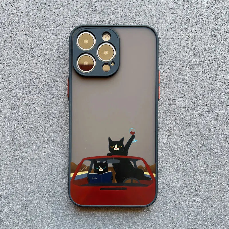 Funny Cat Daily Life Phone Case For iPhone 16 17 Pro Max Cases 11 12 14 Pro Max Mini 13 15 Plus XR Shockproof Back Covers