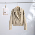 High Street Leather Jackets Women's Casual Double-breasted Turn Down Collar Loose Coats Elastic Waist 2026 Autumn New Outwear