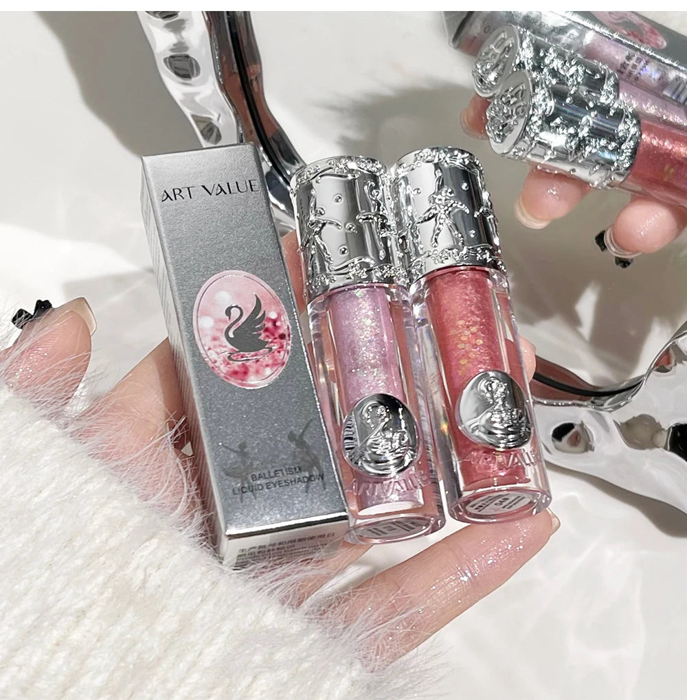 Balletism Glitter Liquid Eyeshadow Pearly Fine Shimmer Long Lasting Sparkling High Gloss Sequin Eye Shadow Lying Silkworm Makeup