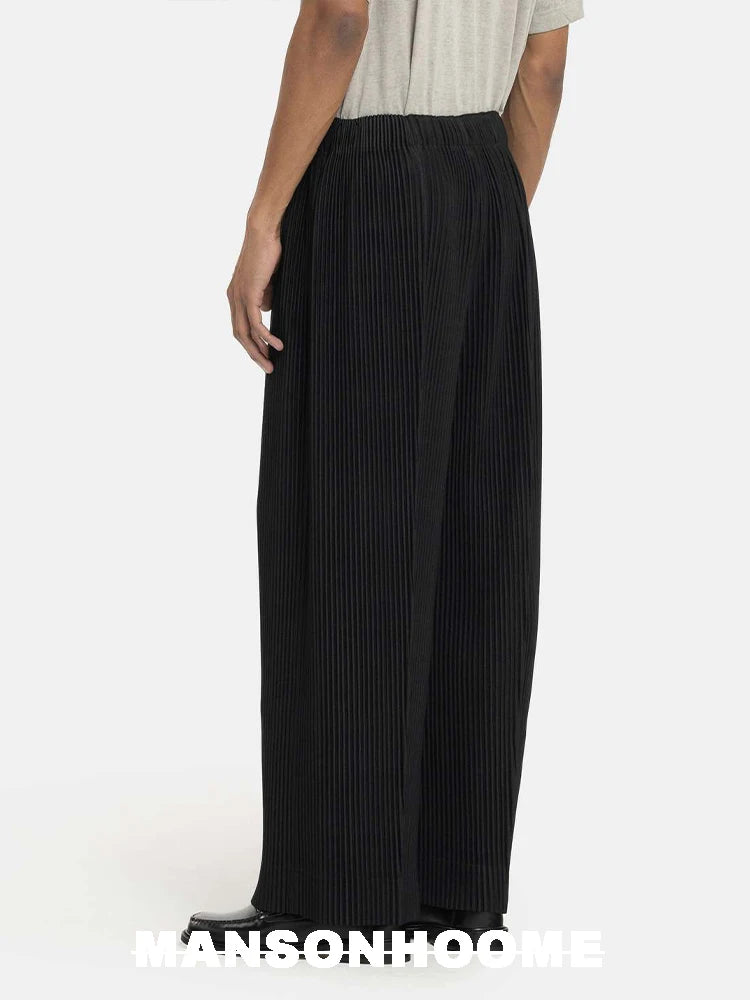 Miyake Fold 2025 Spring/summer New Relaxed Men's Casual Pants Solid Color Seam Wide Leg Pants