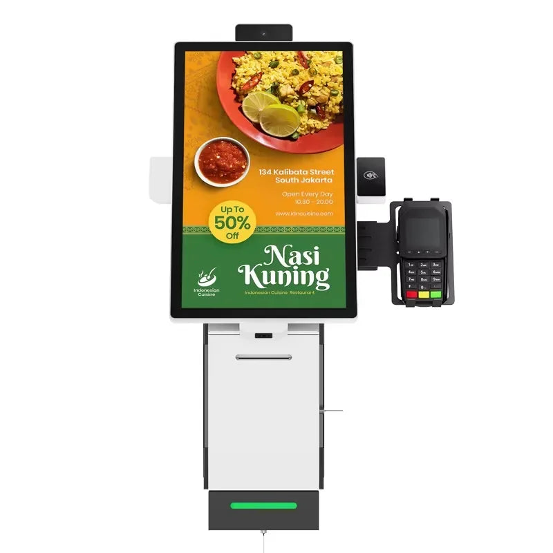 Wall Mounting Touch Screen Kiosk Floor Standing Query Machine Modern Payment Kiosk With Barcode Scanner