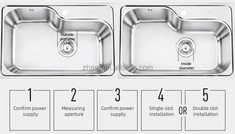Electric Stainless Steel Blade Continuous Household Sink Food Waste Shredder 0.75H P 560W Mo tor Garbage Grinder 1200ml
