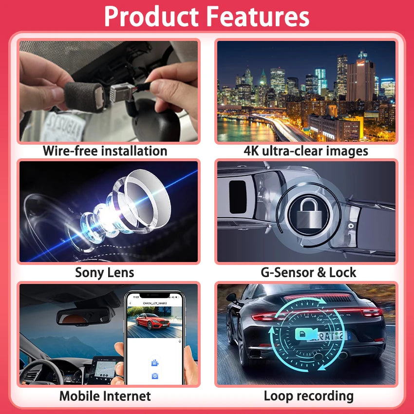 Car DVR Wifi for Smart 453 for Smart fortwo forfour 453 2015-2020, for Renault Clio 4/Mégane 3/Twingo/Laguna 3 Dash Cam Camera