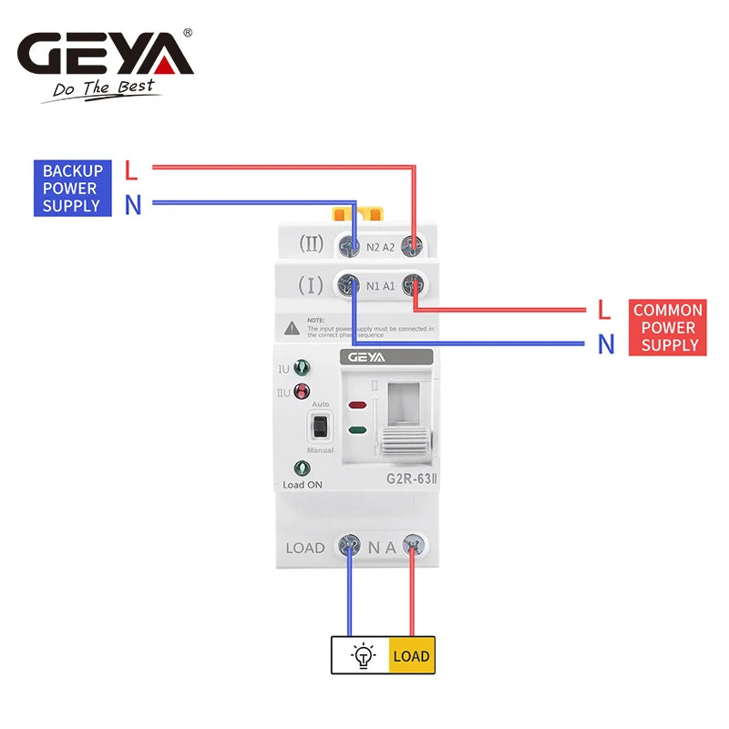ATS Mini Automatic Transfer Switch 220V Din Rail Dual Power Electrical Selector Switches Uninterrupted Power 63A