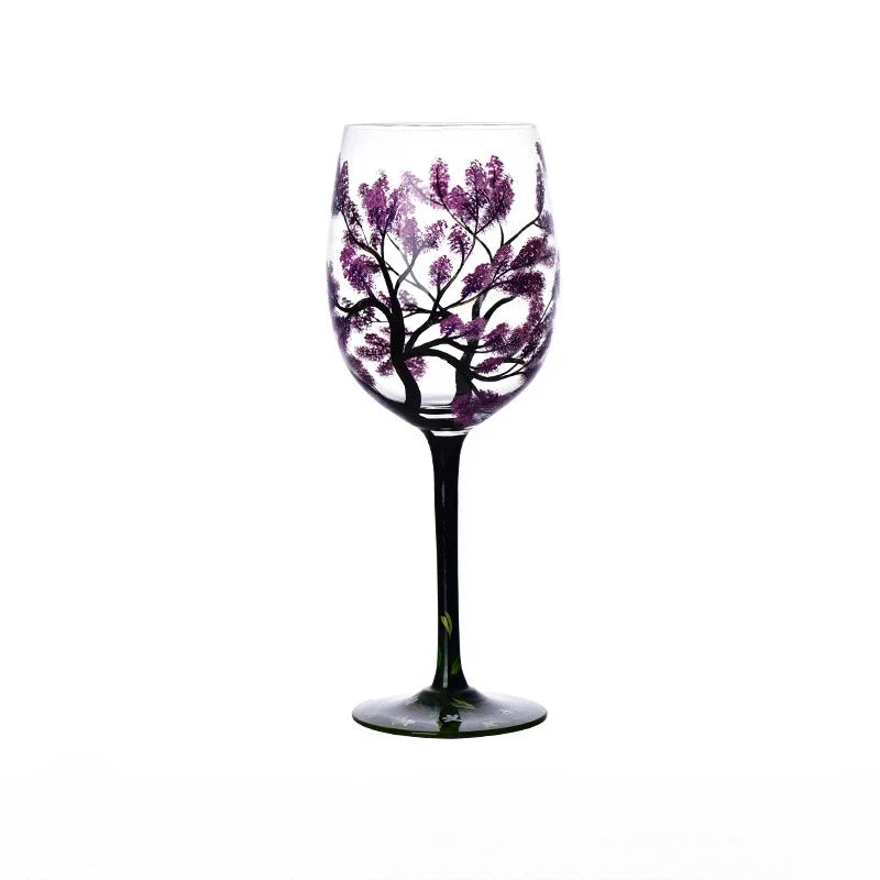 Creative Hand-Painted Crystal Goblet, Four Seasons, Wine Glasses, Drinking Glasses, Cocktail Glass
