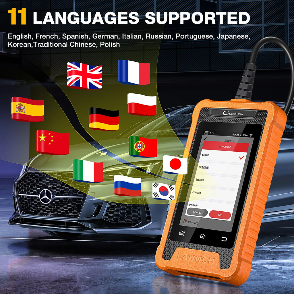 LAUNCH X431 Creader Elite Car Diagnostic Tools Professional Full System TPMS 31+ reset Function Online Coding OBD2 Scanner
