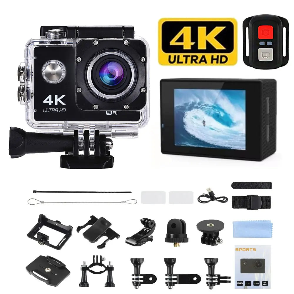 4K WiFi Action Camera Mini Waterproof DV Camcorder Outdoor 1080 Sport Bicycle Helmet Video Recording Cam with Remote Control
