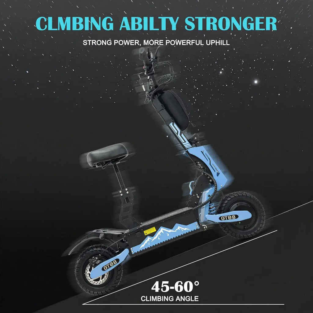 5600W Adult Electric Scooter Dual Motor Top Speed Sport Folding E-Scooter with Detachable Seat
