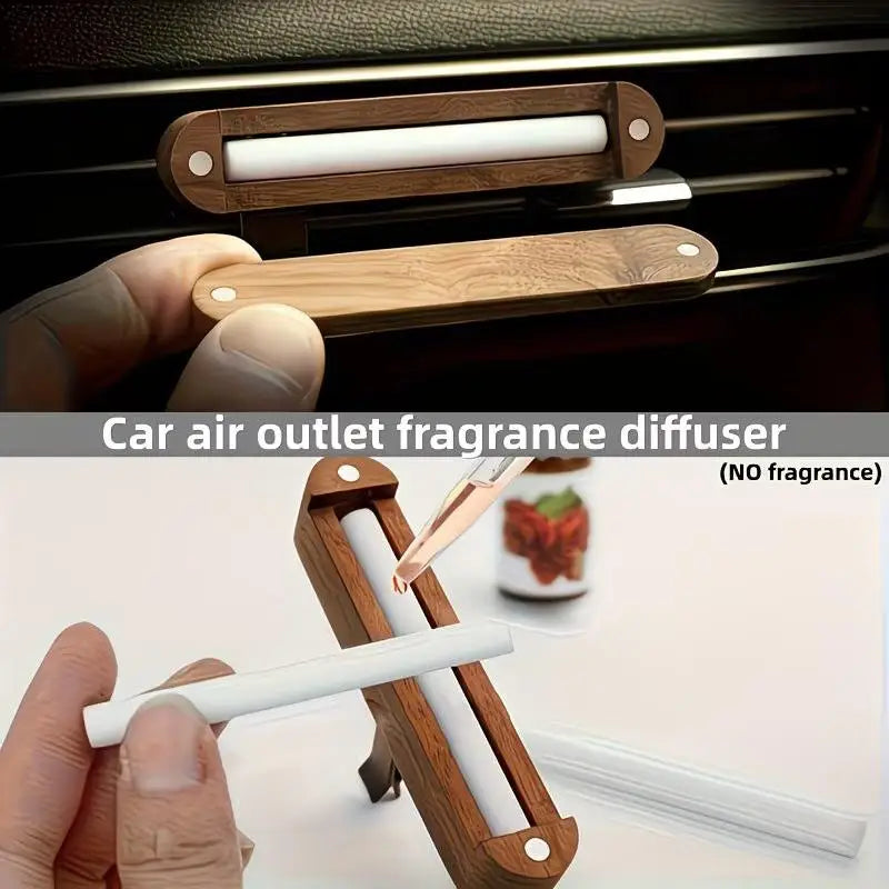 NEW Wood Car Air Vent Diffuser Refillable, Car Fragrance Clip Diffuser, Car Aromatherapy Diffuser Long-Lasting Home Fragrance