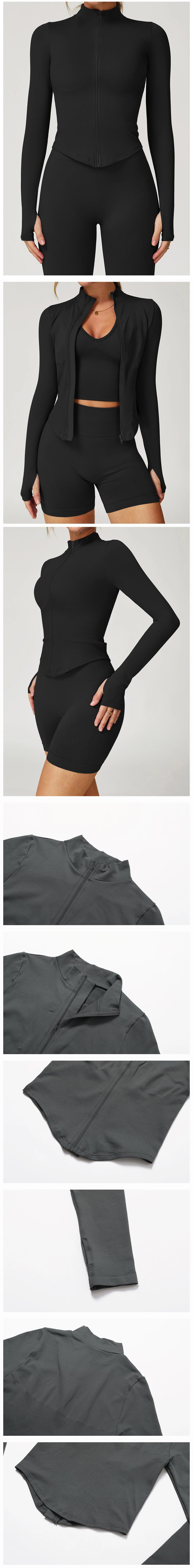 Zipper Yoga Shirts For Women Long Sleeve Seamless Fitness Running Gym Jacket Workout Dry Fit Breathable High Elastic Sports Top
