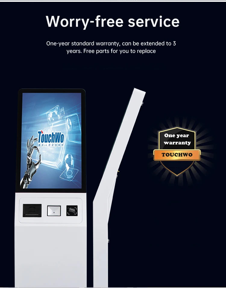 32 Inch POS Floor Stand Or Wall Mount Food Ordering Kiosks Self Service Payment Kiosk Restaurant With NFC Thermal Printer