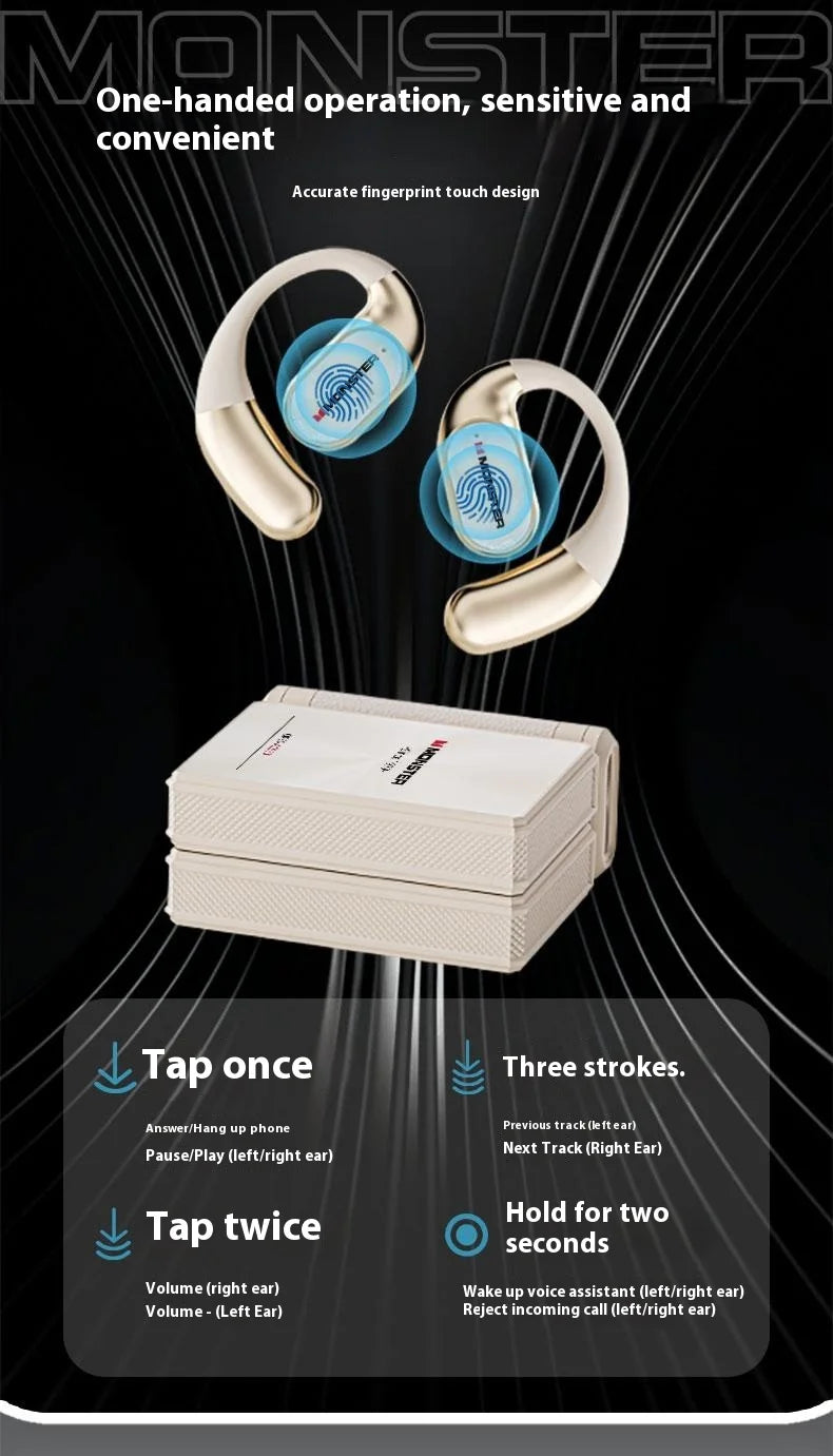 MONSTER AC530 Wireless Bluetooth Earphones Noise-Canceling Wireless Bio-Fiber Dynamic Driver Foldable Music Earphones Gift