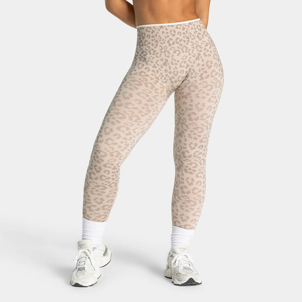 NO LOGO Women leopard print yoga fitness suit, contrasting edge sports bra high waisted leggings running cycling headband