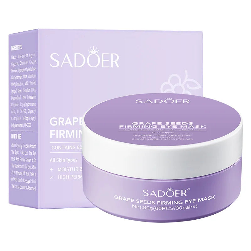 SADOER Grape Eye Mask Anti Wrinkle Dark Circles Removal Eyes Bags Moisturizing Eye Patches Eyes Skin Care 60pcs
