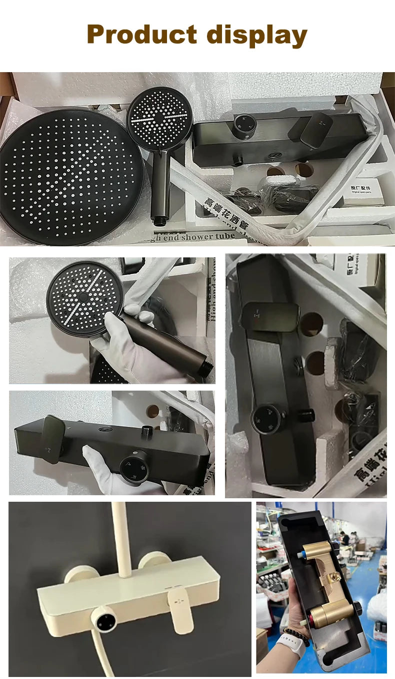 Household Bathroom Shower Set Gray Rainfall Shower Faucet Set Apartment Hotel Bathtub Showers Multifunction Pressure Showerhead