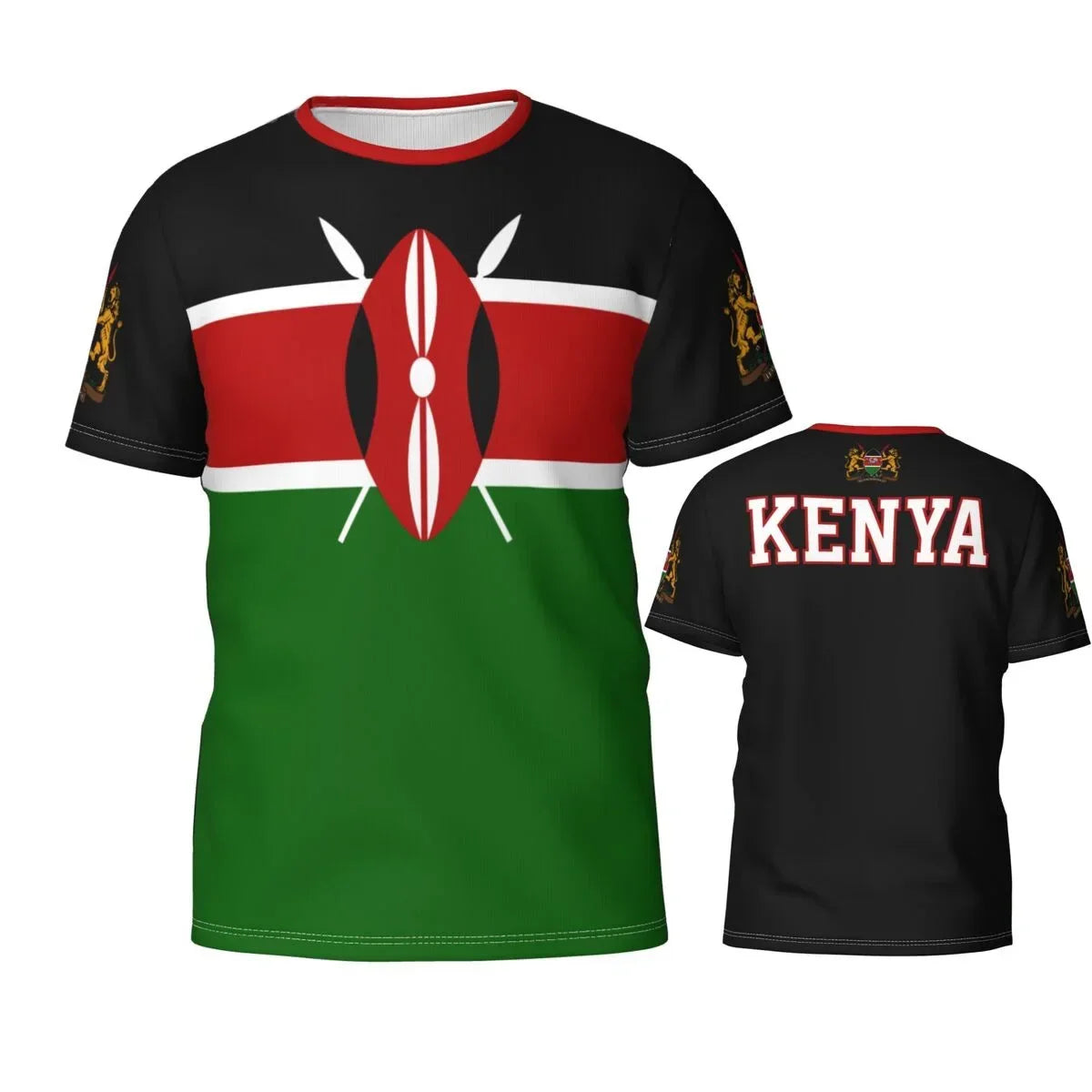 2024 New Kenya Flag Graphic 3D Printed T-shirt Kenya National Emblem Fashion Men's Tops  National Day Gifts Personalized Tee