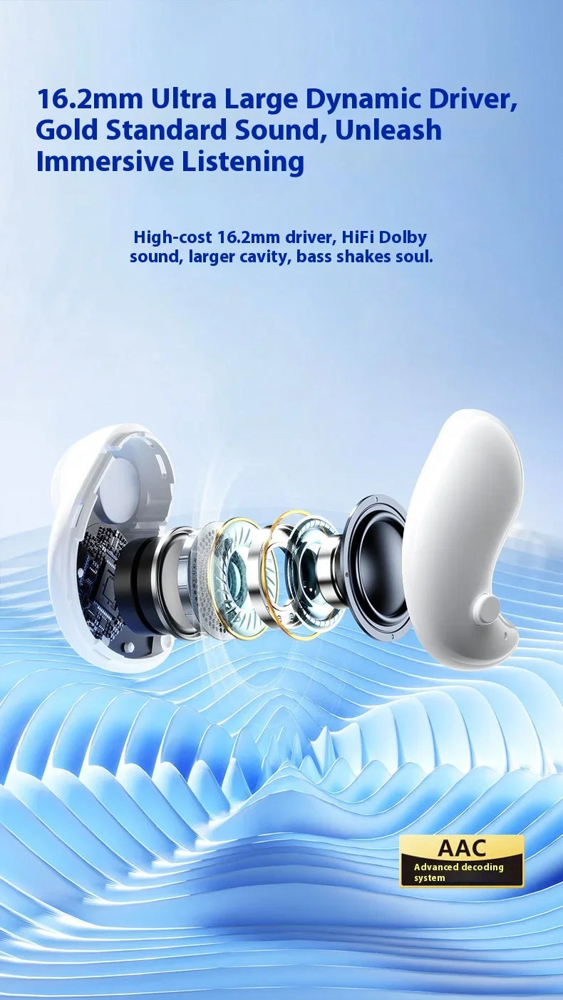 Lenovo Bluetooth Wireless Earphones Small Earbuds Sleeping Sport Invisible Headphones Bass Sound Quality Headset Sliding Cover