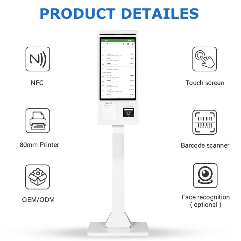 21.5 Inch Interactive Self Service Payment Kiosk Automatic Touch Screen Self Checkout Kiosk Machines for Restaurant