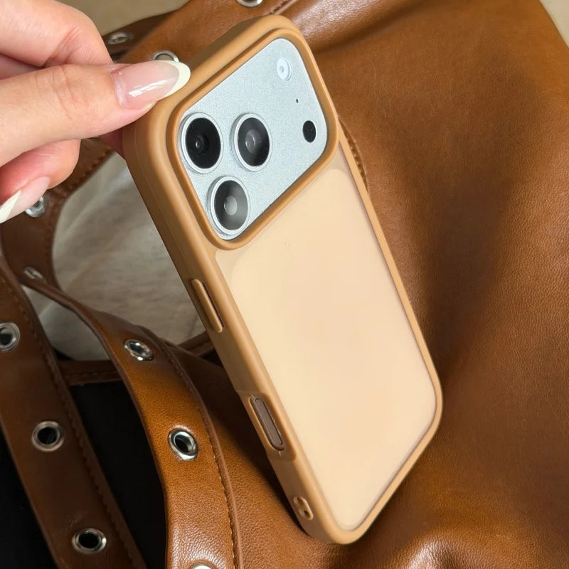 Original Translucent Glossy Matte Texture Case For iPhone 17 16 15 14 13 Pro Max Business Simple Armor Shockproof Hybrid Cover