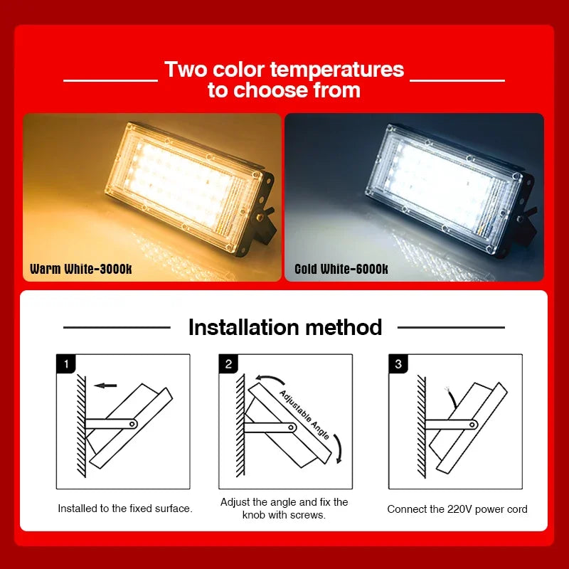LED Flood Light 50W 100W Outdoor Lighting AC 110V 220V Floodlight IP65 Reflector Projecteur Led Exterieur Focus Spotlight