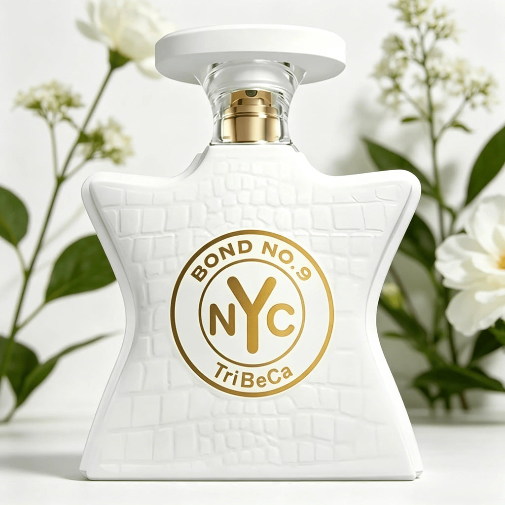 Bond No.9 NYC TriBeCa EDP Perfume For Unisex Crisp White Jasmine Floral Citrus Soft Musk Aroma Long Lasting Matte White Croc Embossed Star Shaped Bottle With Gold Nozzle Daily Dating Wedding Present
