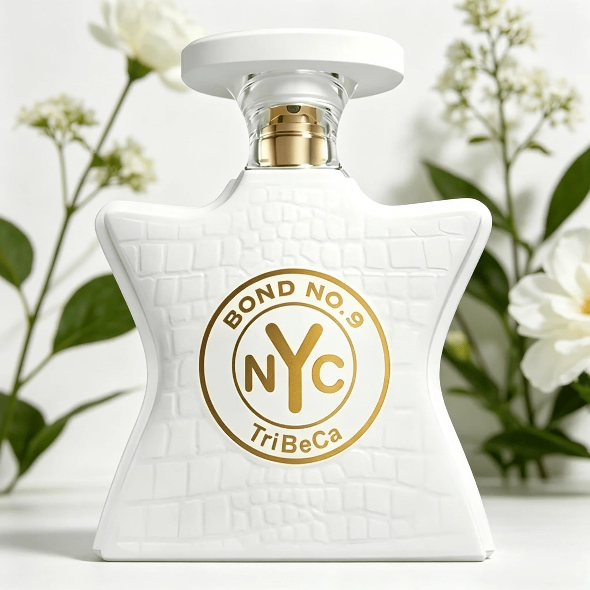 Bond No.9 NYC TriBeCa EDP Perfume For Unisex Crisp White Jasmine Floral Citrus Soft Musk Aroma Long Lasting Matte White Croc Embossed Star Shaped Bottle With Gold Nozzle Daily Dating Wedding Present