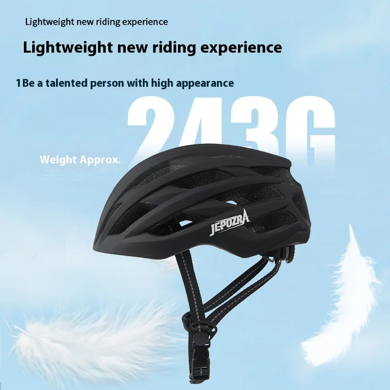 JEPOZRA Cycling Helmet Man Women LED Light Helmet Road Mountain Bike Helmet Bicycle Helmet Rechargeable Brim Design Helmet