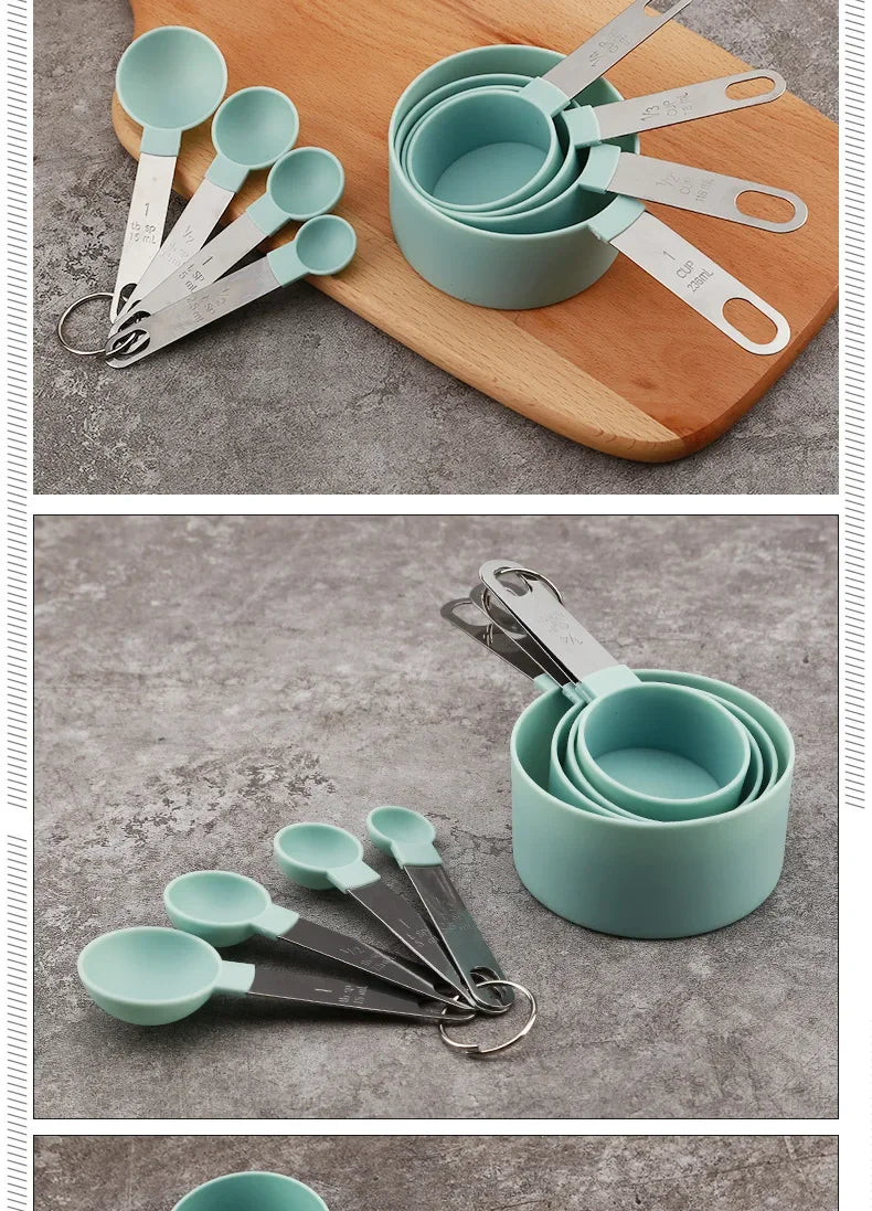 4pcs Kitchen Tools Measuring Spoons cups Set steel handleTeaspoon Coffee Sugar Scoop Cake Baking Cooking Gadgets
