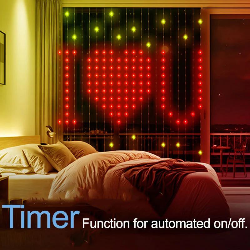 Smart LED Curtain Lights LED Fairy Lights App Control Music Sync DIY Pattern Waterproof for Indoor Outdoor Party Decor