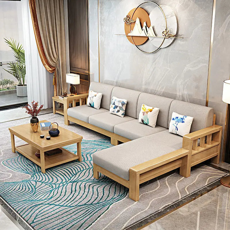 Solid wood sofa combination, modern simple Chinese furniture, small apartment in the living room of the concubine