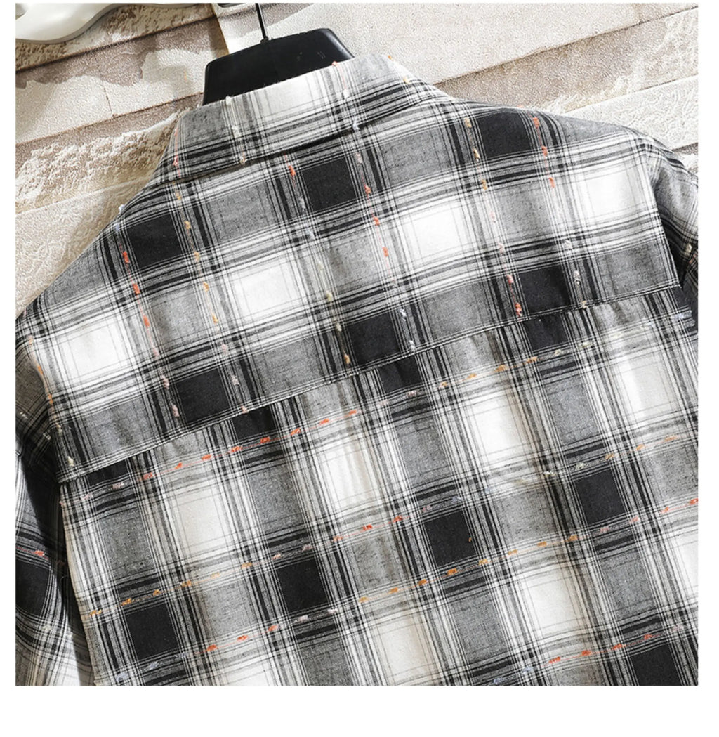 New Men's Shirts Casual Loose Designer Plaid Short Sleeve Shirts Mens Clothing Trend Social Mens Office Shirt Daily Work 5XL
