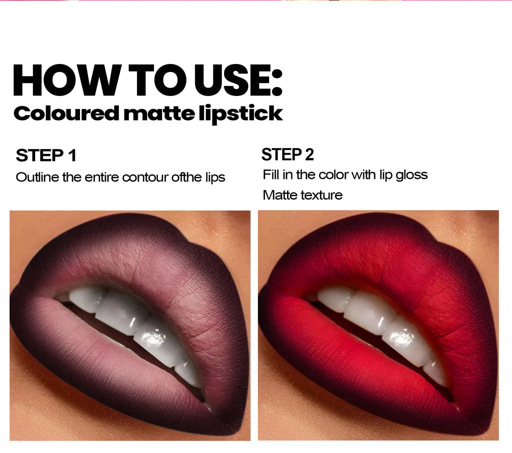 Sexy Red Black Lipstick Waterproof Lipliner Makeup Black Purple Rose Double Head Matte Lipgloss Tapered Lip Liner Contour Pencil