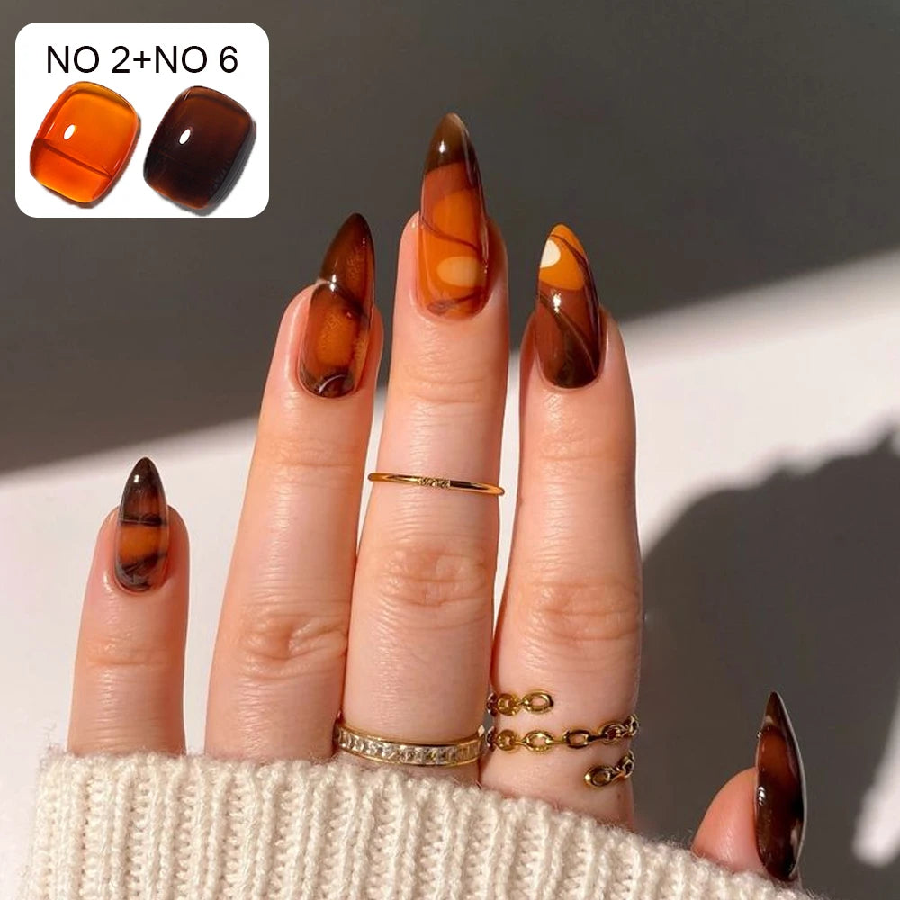 1/6color 5g Amber Brown Gel Nail Polish Set Y2K Autumn Winter Gradient Leopard Jelly Nail Gel Semi Permanent Soak Off Varnish